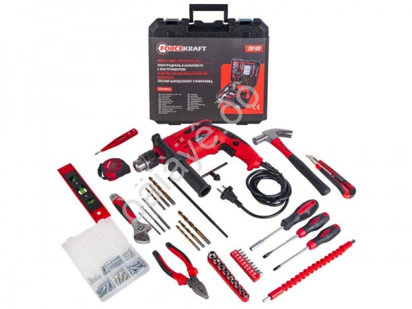 Набор инструментов с дрелью электрической,103пр.(220V,750W,0-2900об/мин),в кейсе FORCEKRAFT
