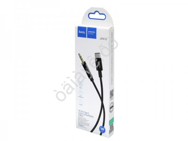 Аудиокабель AUX - адаптер Type-C для подключения к магнитоле с разъемом 3.5 Jack, 1м, черный HOCO UPA19 (31шт в уп) Hoco