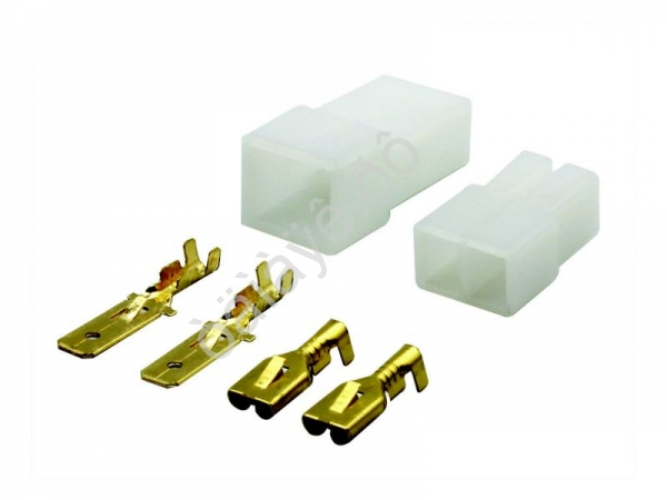 Монтажный разъем 2 контакта (6.3мм) без провода, негерметичный, комплект (приемная и ответная части) AVY-0247 /20