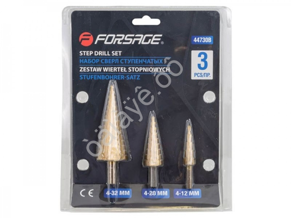 Сверла по металлу ступенчатые, набор 3 пр. Forsage