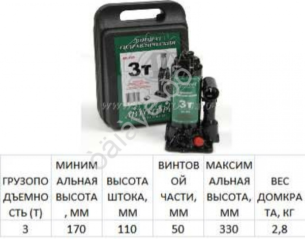 Домкрат гидравлический 3т (170-330, в кейсе) "АТ" 1/5 Домкрат гидравлический 3т (170-330, в кейсе) "АТ" 1/5