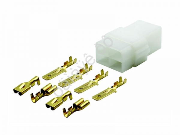 Монтажный разъем 4 контакта (6.3мм) без провода, негерметичный, комплект (приемная и ответная части) AVY-0248 /10