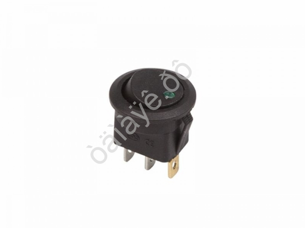 Переключатель 12V 16A (3c) ON-OFF черный с зеленой подсветкой