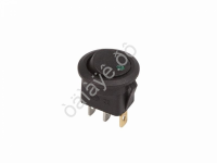 Переключатель 12V 16A (3c) ON-OFF черный с зеленой подсветкой