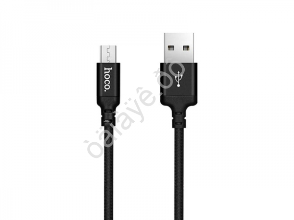 Дата-кабель универ. micro USB /Android/ 1м, 2,4А, нейлоновая оплетка, черный HOCO X14 Hoco