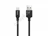 Дата-кабель универ. micro USB /Android/ 1м, 2,4А, нейлоновая оплетка, черный HOCO X14 Hoco