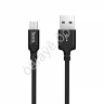 Дата-кабель универ. micro USB /Android/ 1м, 2,4А, нейлоновая оплетка, черный HOCO X14 Hoco