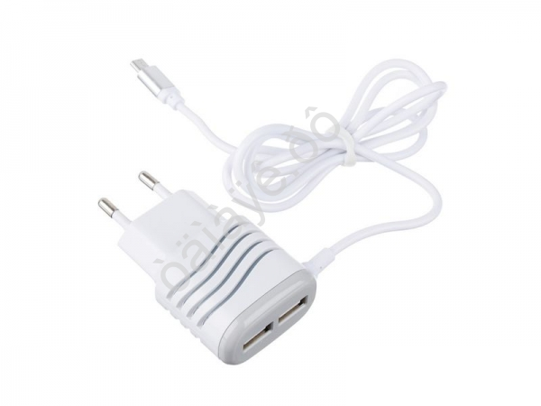 СЗУ 2в1 LightningMicroUSB, 2USB, 220В, 2А, 1м FORZA /1/5