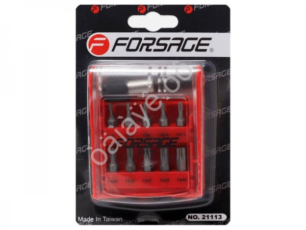 Набор бит-торкс  с битодержателем 11пр. (T 7,8,9,10,15,20,25,27,30,40-25мм) Forsage