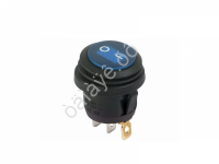 Переключатель 250V 6А (3c) ON-OFF круглый, синий с подсветкой, влагозащита/10