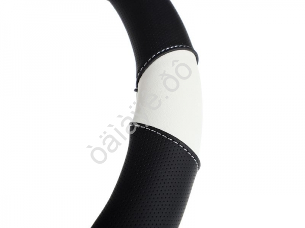 Оплётка на руль NEW GALAXY кожа, чёрная, белая вставка, размер М