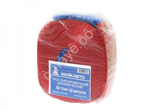 Трос буксировочный динамический лента МАЯКАВТО™ 10т, 12м, шириной 75мм /1/5 Трос буксировочный динамический лента МАЯКАВТО™ 10т, 12м, шириной 75мм /1/5