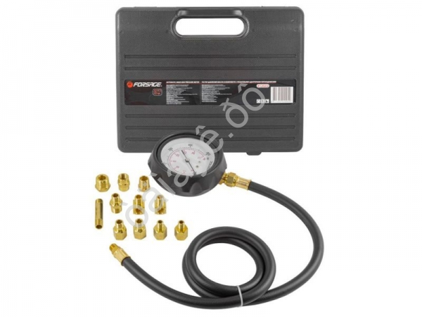 Тестер давления масла в комплекте с резьбовыми адаптерами переходниками 12пр., в кейсе Forsage