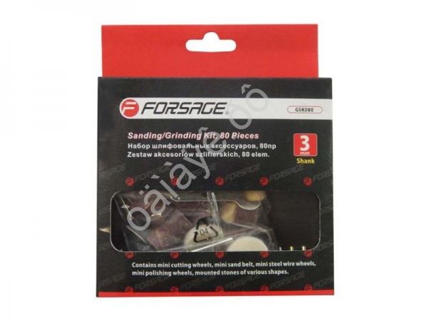 Набор аксессуаров для мини-дрелей, 80пр., в пластиковом кейсе Forsage