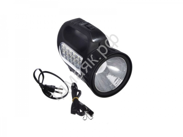 Фонарь прожектор аккум.18SMD+1Вт LED, шнур 220В, резинопластик,18x11 см
