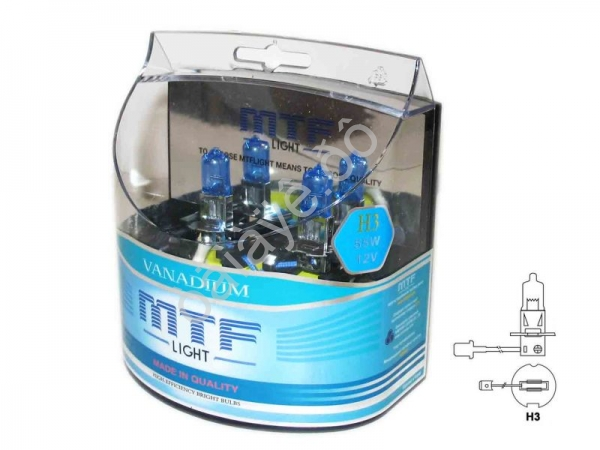 Набор ламп MTF H3 12V55W Vanadium 5000K (Корея) Набор ламп MTF H3 12V55W Vanadium 5000K (Корея)