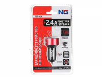 АЗУ в прикуриватель с дисплеем 2xUSB, 2.1A, QC3.0 NEW GALAXY /1/6/24