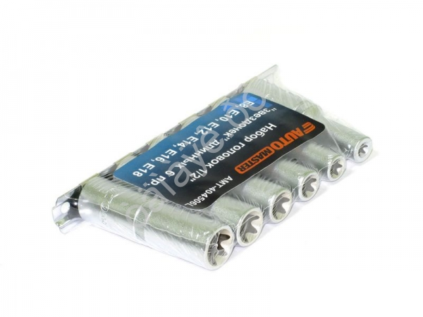 Набор головок 1/2" 6пр. TORX длинных: Е8-Е18 на планке AUTOMASTER Набор головок 1/2" 6пр. TORX длинных: Е8-Е18 на планке AUTOMASTER