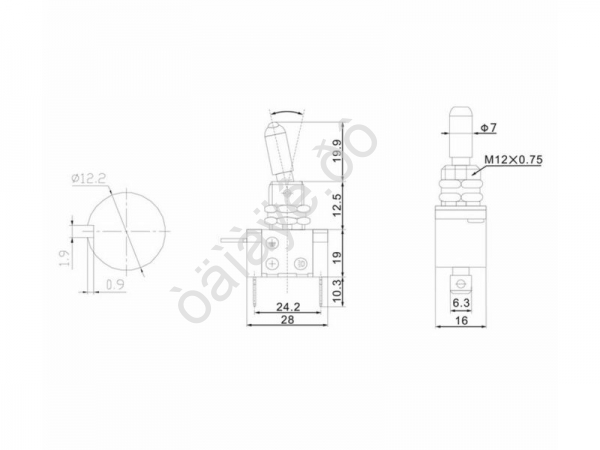 Тумблер 12V 20А (3c) ON-OFF однополюсный с синей LED подсветкой (ASW-07D) REXANT