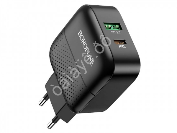 СЗУ 220В, 1USB 3.0 Quick Charger + 1PD Type-C(18W), черный BOROFONE BA46A (32шт в уп) Borofone