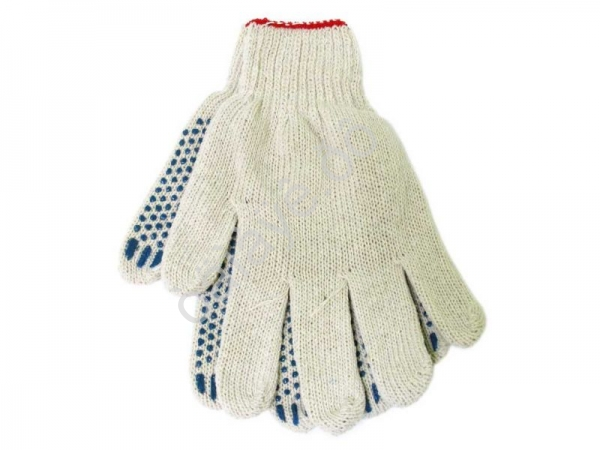 Перчатки х/б с ПВХ  7,5кл. 5-нитка белые /10/300