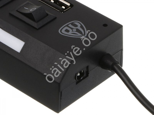 Хаб-USB 7xUSB2.0 BY с выключателями, кабель USB(A) 15см, пластик, чёрный