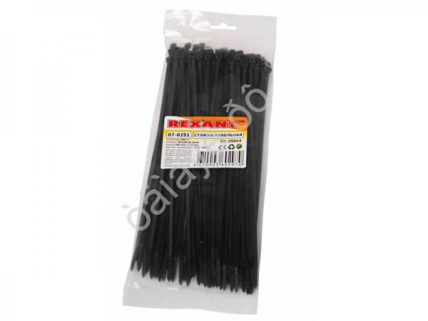 Хомут пластиковый 3.6х250 REXANT чёрный 1уп./100шт /1/10/100