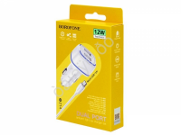 АЗУ в прикуриватель  2хUSB + провод MicroUSB 1м, Borofone, белый BZ14