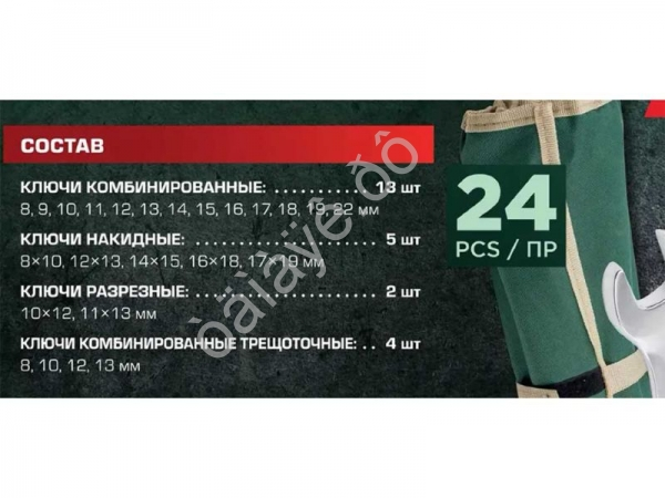 Ключи комбинированные, набор 24пр RockForce Ключи комбинированные, набор 24пр RockForce
