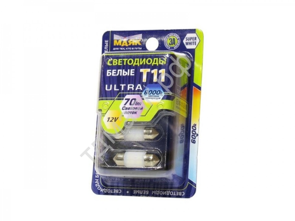 Светодиод 12V T11x31 S8,5/8 4SMD (5730) SUPER WHITE 180°