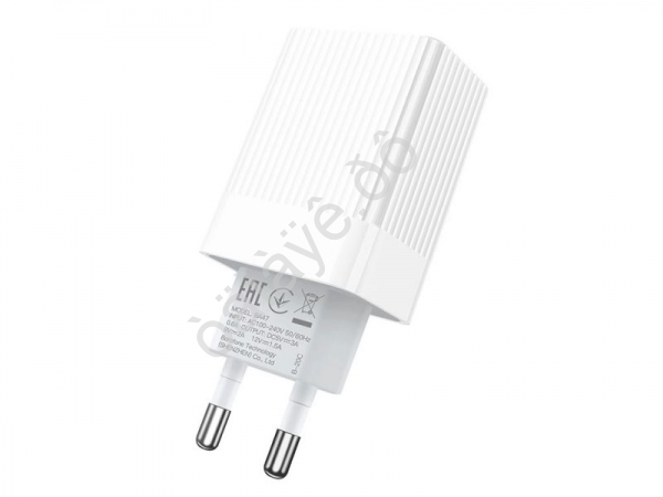 СЗУ 220В,  1USB 3.0 Quick Charger, белый BOROFONE BA47A (34шт в уп) Borofone