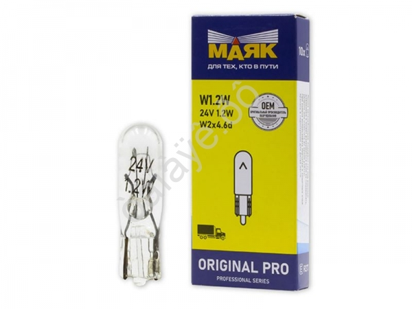 Лампа МАЯК ORIGINAL PRO АБЦ 24V 1.2W2х4.6d/10 Лампа МАЯК ORIGINAL PRO АБЦ 24V 1.2W2х4.6d/10