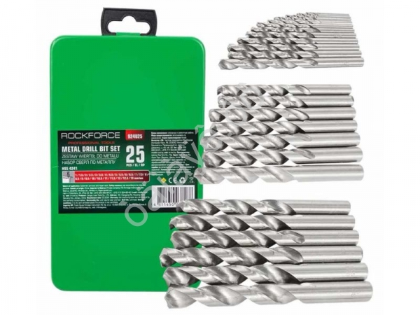 Набор сверл по металлу 25пр.  Rockforce (924U25)