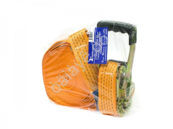 Стяжка груза шир. ленты  50мм, длиной 10м, 5т с храп. механизмом МАЯКАВТО™ полиэстер 1/6