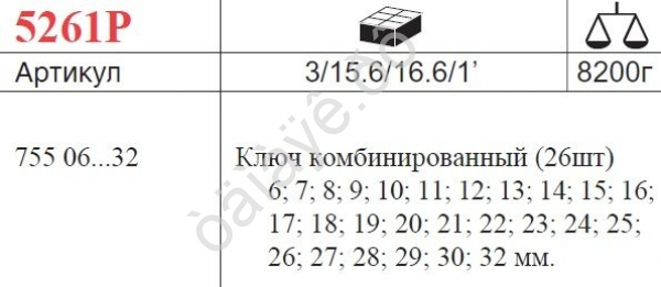 F5261С Набор комбинированных ключей (26пр.) /3
