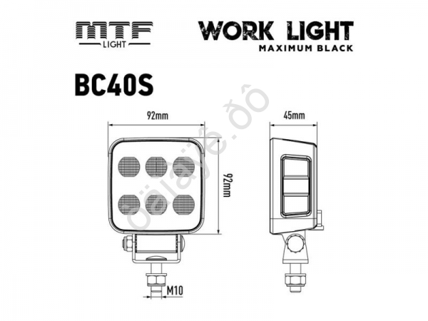 Прожектор светодиодный MTF LIGHT серия MAXIMUM BLACK 12-36V, 40W, 4000lm, ECE R10, квадратный, шт.