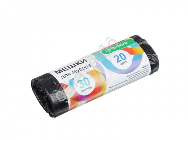 Мешки для мусора 30л, 20шт, прочные, черные Мешки для мусора 30л, 20шт, прочные, черные