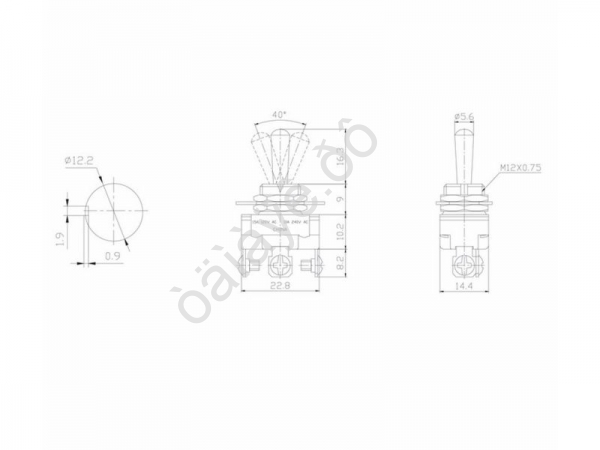 Тумблер 250V 10А (3c) ON-OFF-ON однополюсный Mini (ASW-23) REXANT Тумблер 250V 10А (3c) ON-OFF-ON однополюсный Mini (ASW-23) REXANT