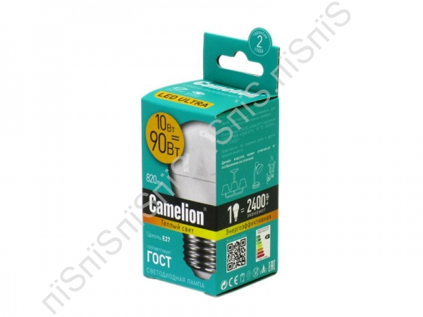 Лампа светодиодная "Camelion" LED10-G45/830 E27 10Вт