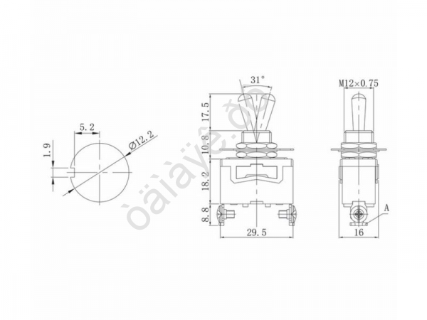 Тумблер 250V 15А (2c) ON-OFF однополюсный (KN-101) REXANT/10 Тумблер 250V 15А (2c) ON-OFF однополюсный (KN-101) REXANT/10