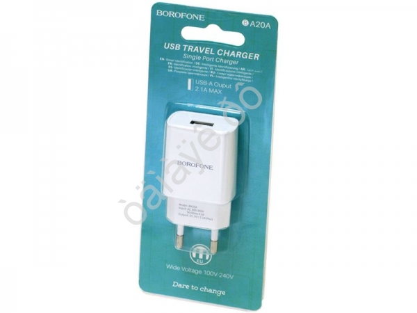 СЗУ 220В, 1 USB, 2,1A, Borofone, белый BA20A СЗУ 220В, 1 USB, 2,1A, Borofone, белый BA20A