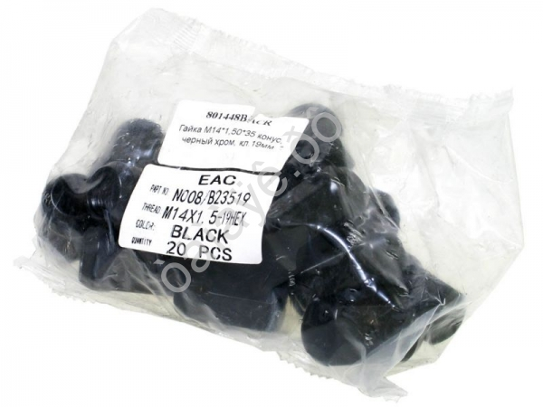 Гайка М14*1,50*35, конус, ключ 19, черный хром /20