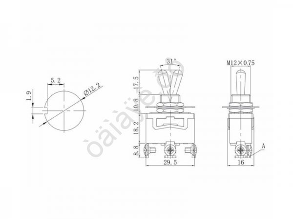 Тумблер 250V 15А (3c) (ON)-OFF-(ON) однополюсной  (KN-123)  REXANT