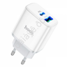 СЗУ 220В,  1хType-C (20W)+1USB3.0 Quick Charger, белый HOCO C105A (13шт в уп) Hoco