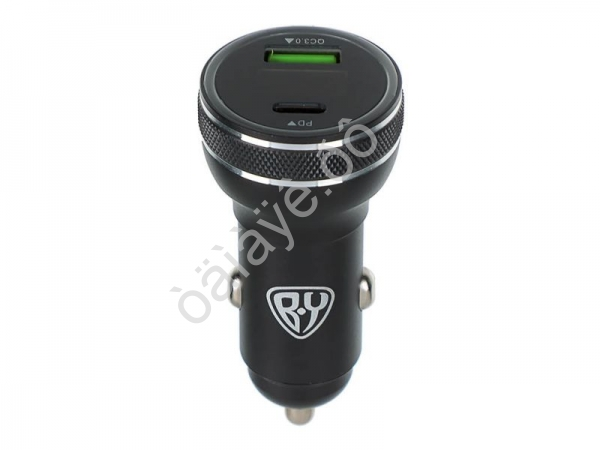 АЗУ в прикуриватель с дисплеем и подсветкой 12/24 В, 48 Вт QC, PD, PPS, Type-c/USB-A, алюминий BY АЗУ в прикуриватель с дисплеем и подсветкой 12/24 В, 48 Вт QC, PD, PPS, Type-c/USB-A, алюминий BY