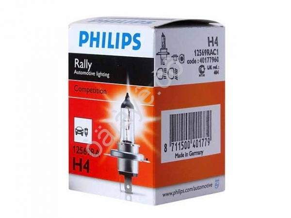 Лампа PHILIPS  H4 12V100/90W P43t RALLY