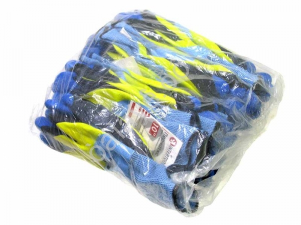 Перчатки прорезиненные с ПУ пальчиками (4цветные)  /12