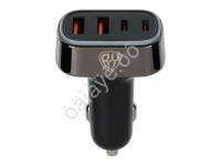 АЗУ в прикуриватель с подсветкой 12/24 В, 70 Вт QC, PD 2*Type-c/2*USB-A, алюминий, пластик BY