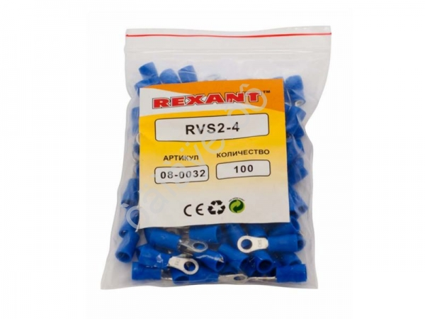 Клемма с изол. кольцо REXANT Ø4,3мм 1,5-2,5мм VR2-3 (100шт) Клемма с изол. кольцо REXANT Ø4,3мм 1,5-2,5мм VR2-3 (100шт)