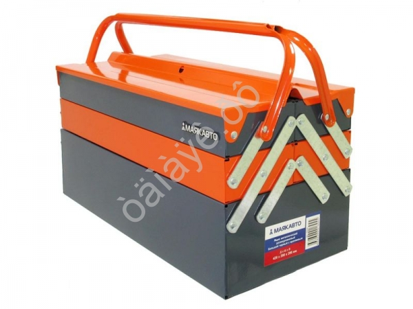 Ящик металлический разноуровневый большой черный с оранжевым /1/4 _